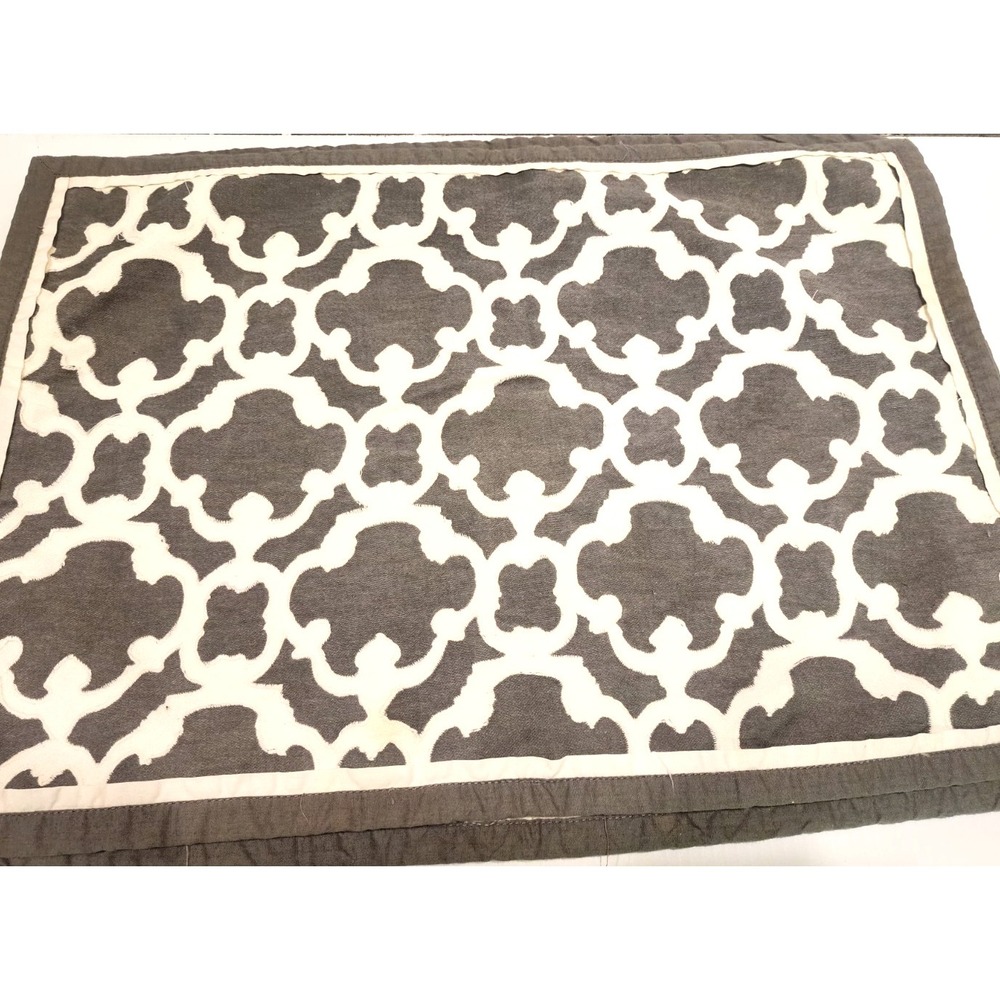 Threshold Cotton Placemat Charcoal  Gray with Cream Geometric Pattern 13" x 18"